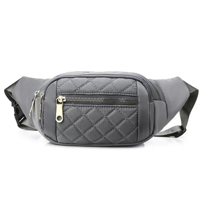 Sac Banane Femme Matelassé en Nylon Gris Foncé – Élégance et Praticité au Quotidien