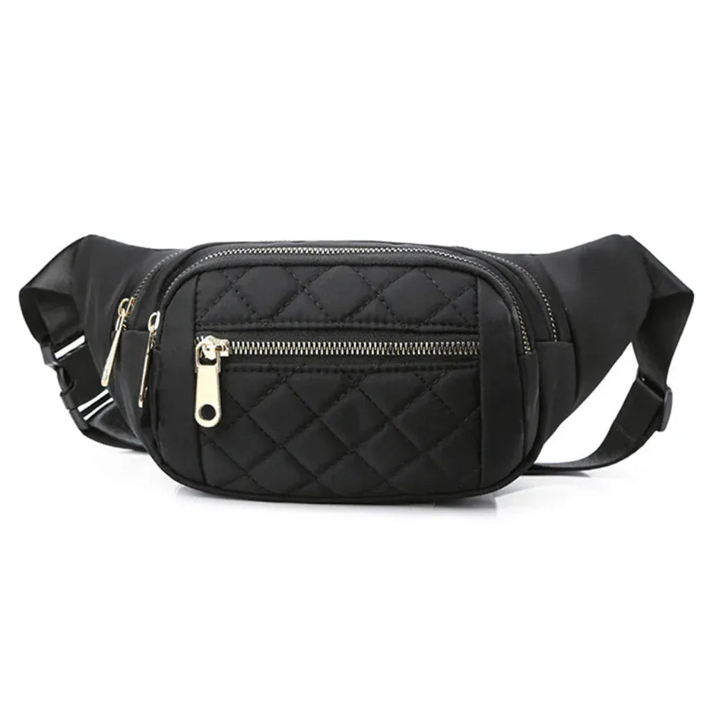 Sac Banane Femme Matelassé en Nylon Noir – Élégance et Praticité au Quotidien