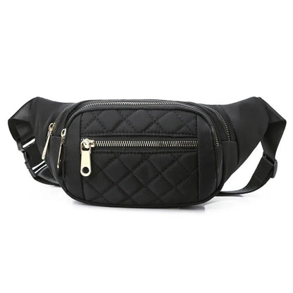 Sac Banane Femme Matelassé en Nylon Noir – Élégance et Praticité au Quotidien