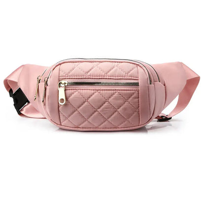 Sac Banane Femme Matelassé en Nylon Rose – Élégance et Praticité au Quotidien