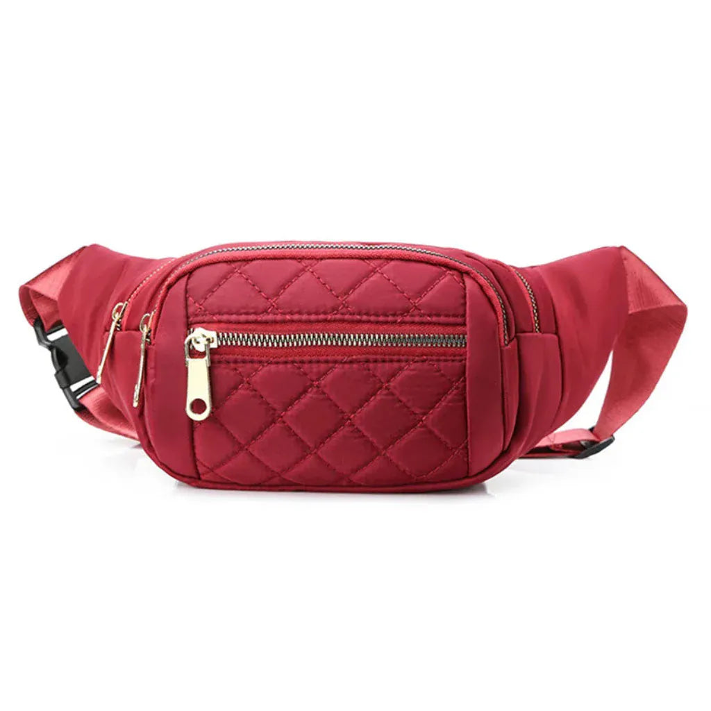 Sac Banane Femme Matelassé en Nylon Rouge – Élégance et Praticité au Quotidien