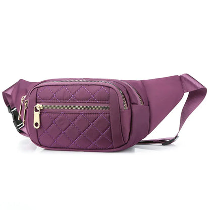 Sac Banane Femme Matelassé en Nylon Violet – Élégance et Praticité au Quotidien