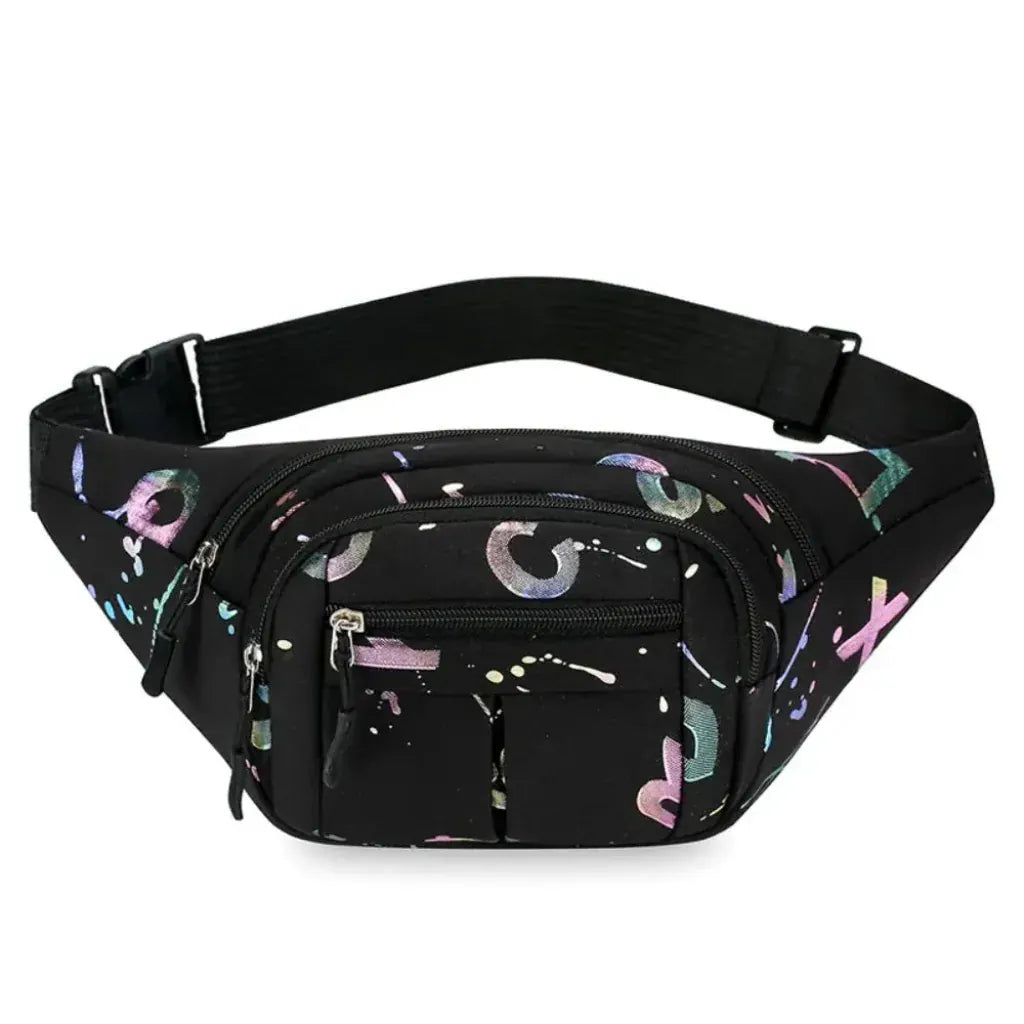 Sac Banane Femme Sport Multifonction Noir – Grande Capacité, Double Compartiment, Oxford Imperméable