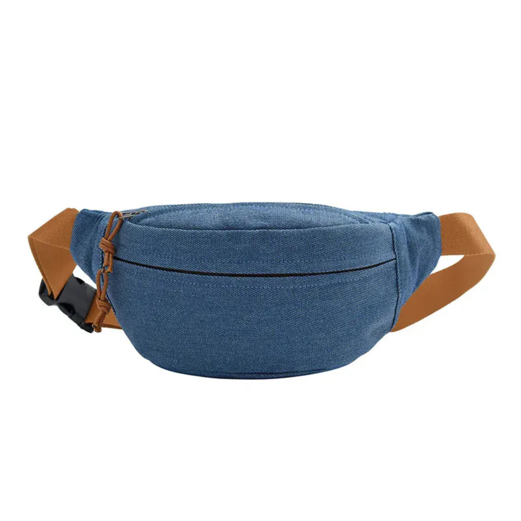 Sac Banane Femme en Denim Bleu Foncé - Bandoulière Réglable Multifonction