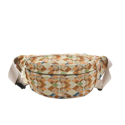 Sac Banane Femme en Toile Canvas Beige – Grande Capacité, Multi-Compartiments, Pratique et Stylé