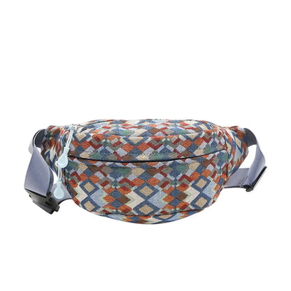 Sac Banane Femme en Toile Canvas Bleu – Grande Capacité, Multi-Compartiments, Pratique et Stylé