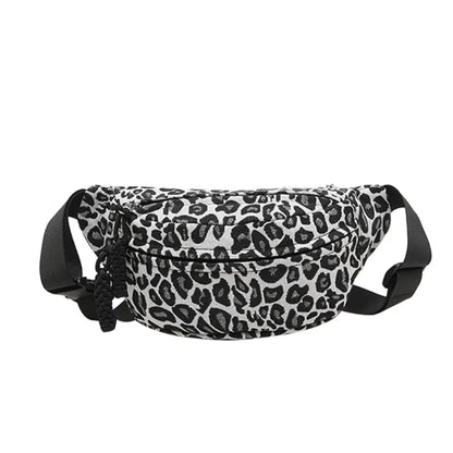 Sac Banane Femme en Toile Canvas Léopard Noir – Grande Capacité, Multi-Compartiments, Pratique et Stylé
