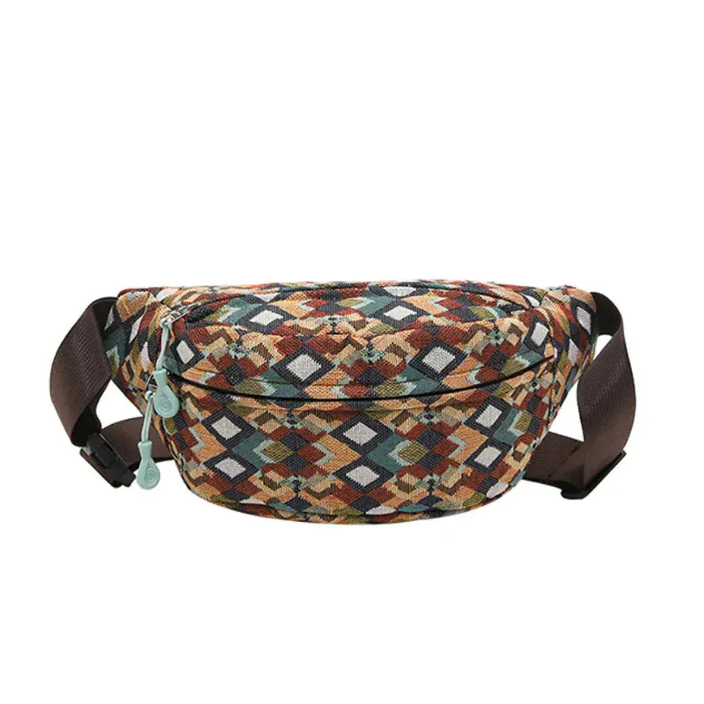 Sac Banane Femme en Toile Canvas Marron – Grande Capacité, Multi-Compartiments, Pratique et Stylé