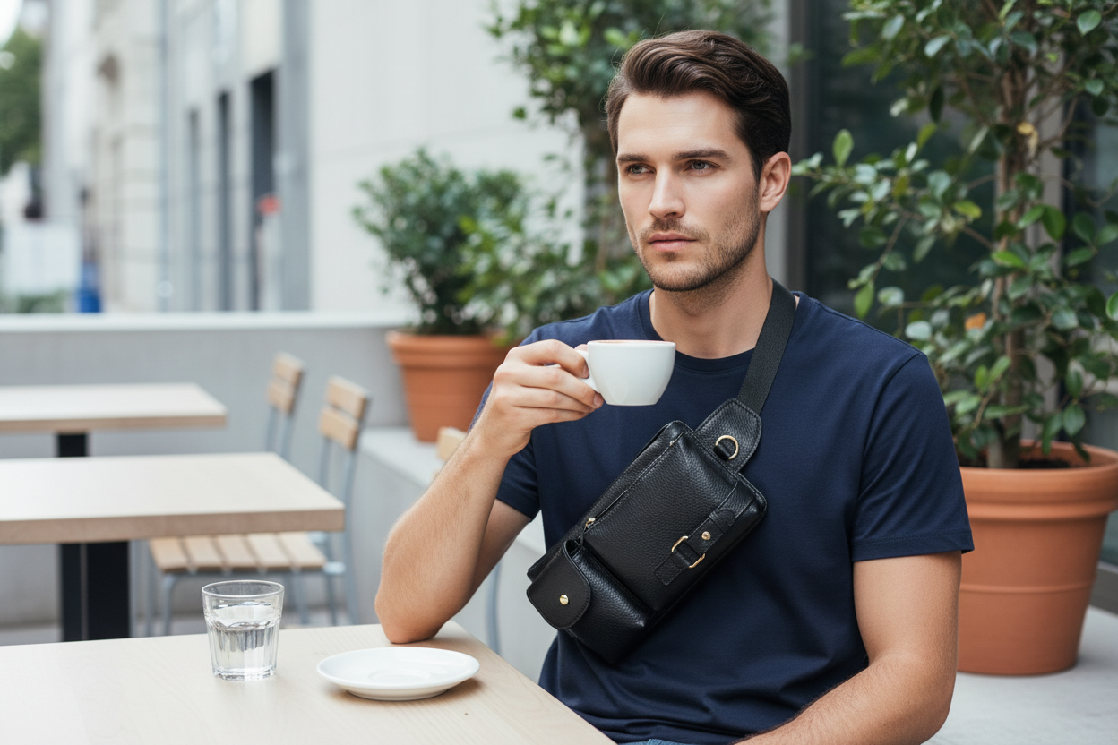 Sac Banane Homme Cuir Véritable — Multi Compartiments 1 