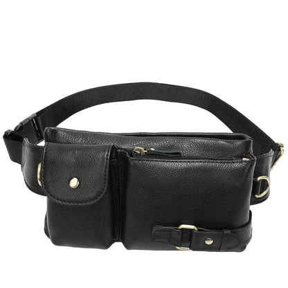 Sac Banane Homme Cuir Véritable — Multi Compartiments Noir