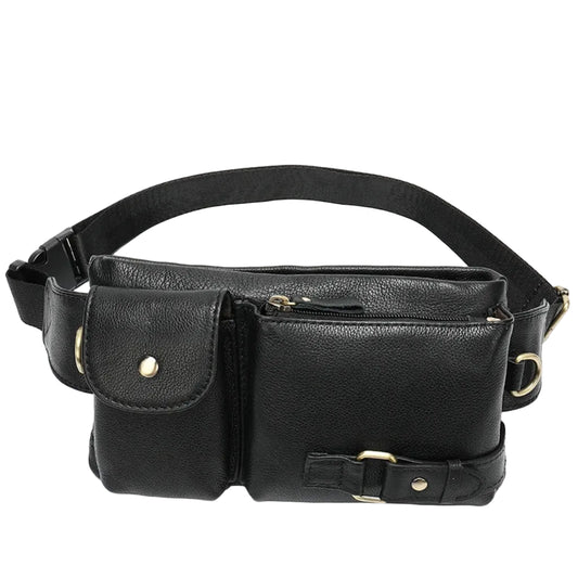 Sac Banane Homme Cuir Véritable — Multi Compartiments Noir