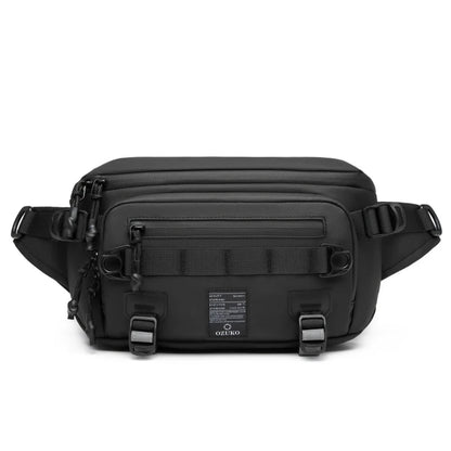 Sac Banane Homme Tactique Noir – Grande Capacité, Double Compartiment, Oxford Imperméable