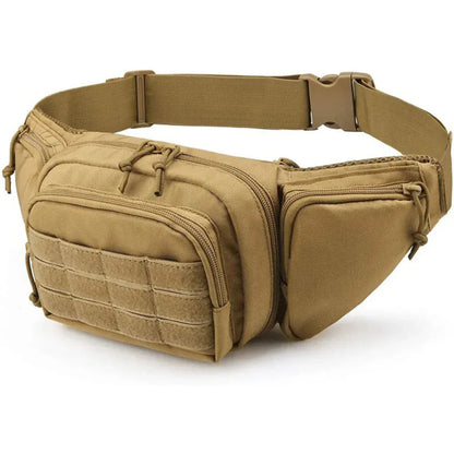 Sac Banane Homme Tactique en Nylon Beige Sable – Grande Capacité Multipoches