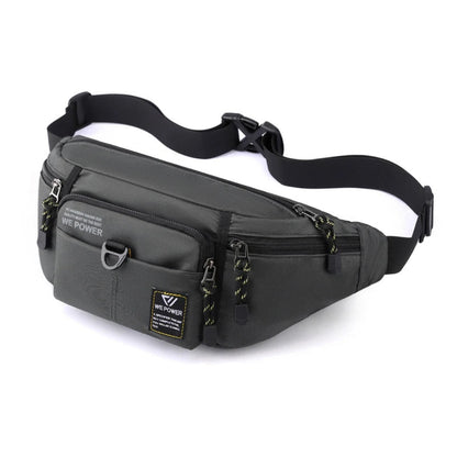 Sac Banane Homme Tactique en Nylon Imperméable Gris – Grande Capacité Multi-Compartiments