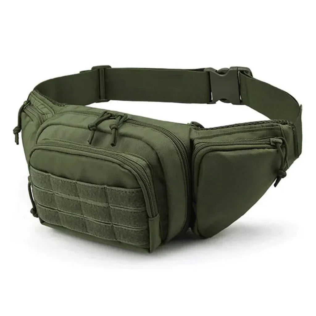 Sac Banane Homme Tactique en Nylon Vert Armée – Grande Capacité Multipoches
