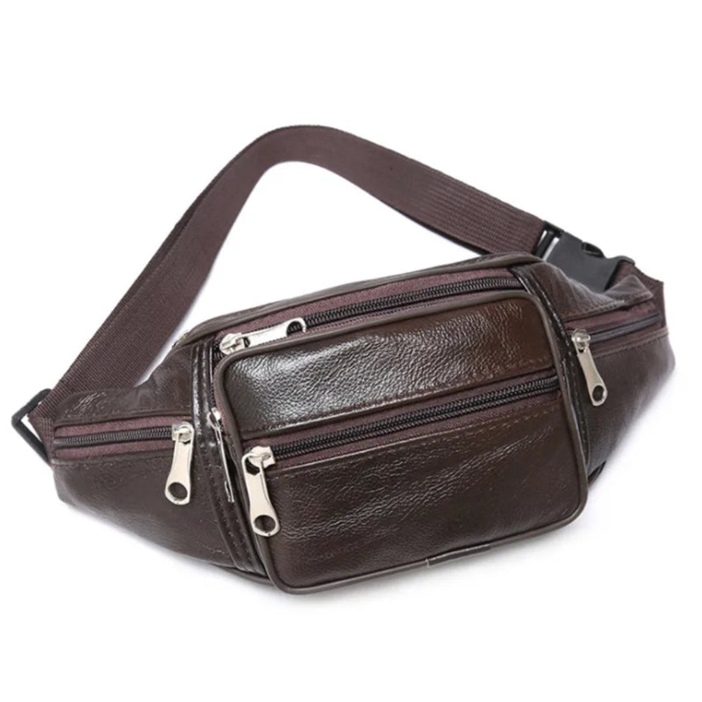 Sac Banane Homme en Cuir PU Marron Foncé – Élégant, Pratique et Multifonction pour l’Organisation Quotidienne