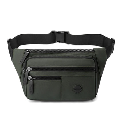 Sac Banane Homme en Nylon Multipoches Vert Armée – Grande Capacité, Léger avec Sangle Ajustable