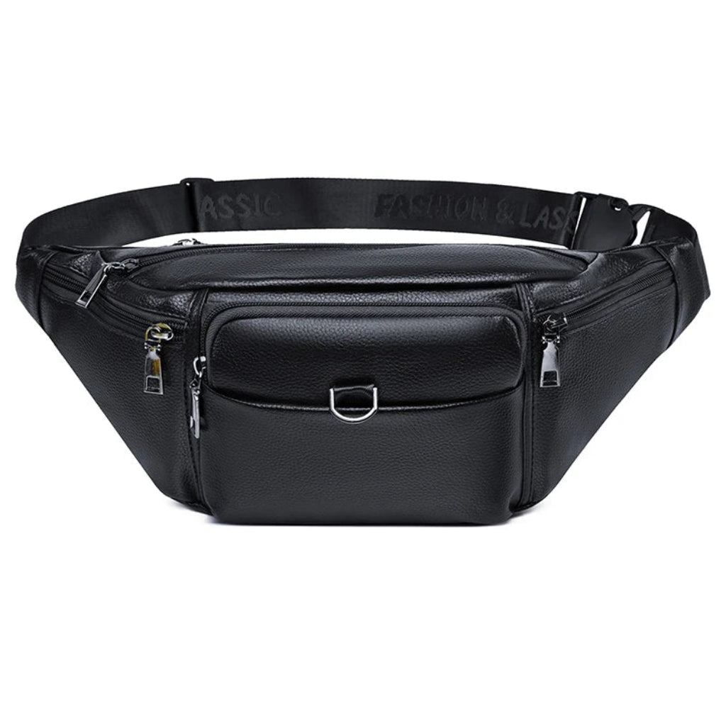 Sac Banane en Similicuir Noir pour Homme  – Ceinture Multipoches Modèle A