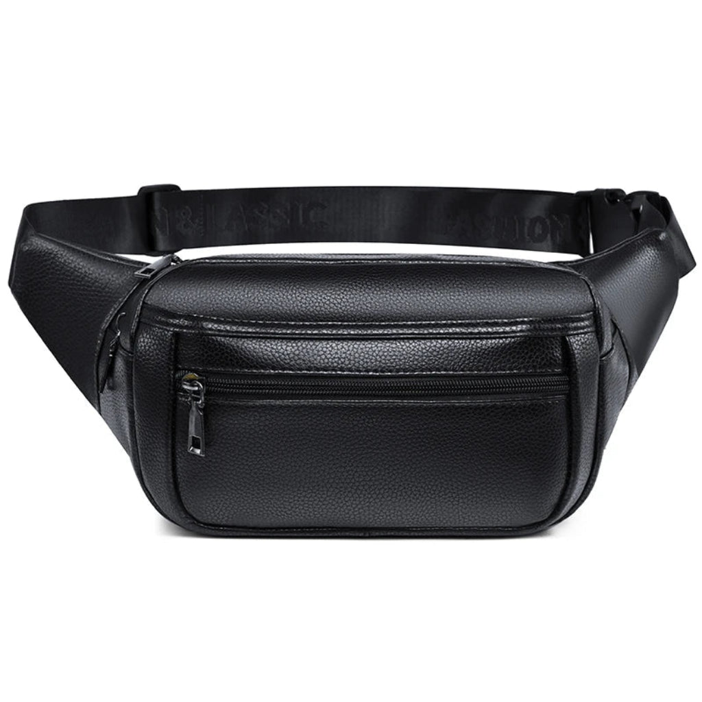Sac Banane en Similicuir Noir pour Homme  – Ceinture Multipoches Modèle B