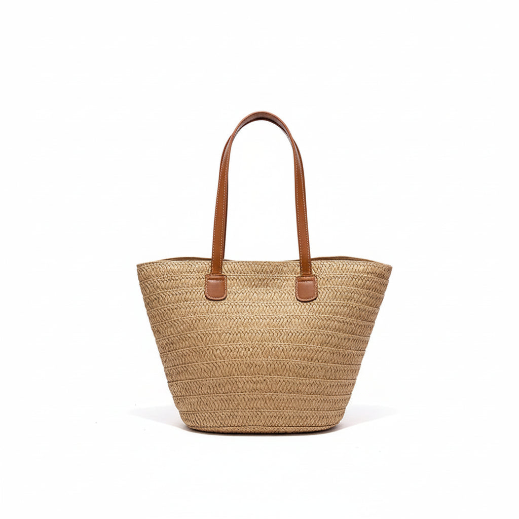 Sac à Bandoulière Femme Bohème Naturel – Paille Tressée Cuir