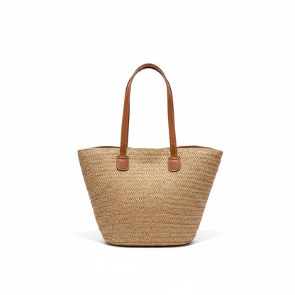 Sac à Bandoulière Femme Bohème Naturel – Paille Tressée Cuir