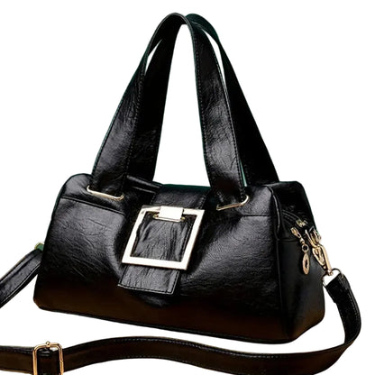 Sac à Bandoulière Femme Boston Noir – Multicouches en Cuir Synthétique, Grande Capacité avec Bandoulière Ajustable