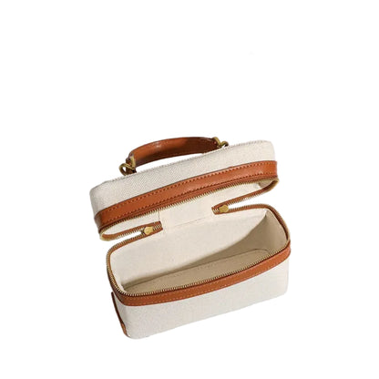 Sac à Bandoulière Femme Box Bag Canvas & Cuir PU Doré