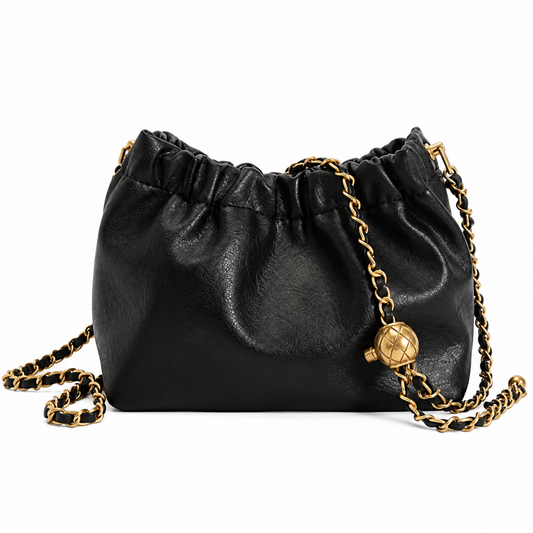 Sac à Bandoulière Femme à Chaîne Dorée – Design Plissé Élégant en PU 1.