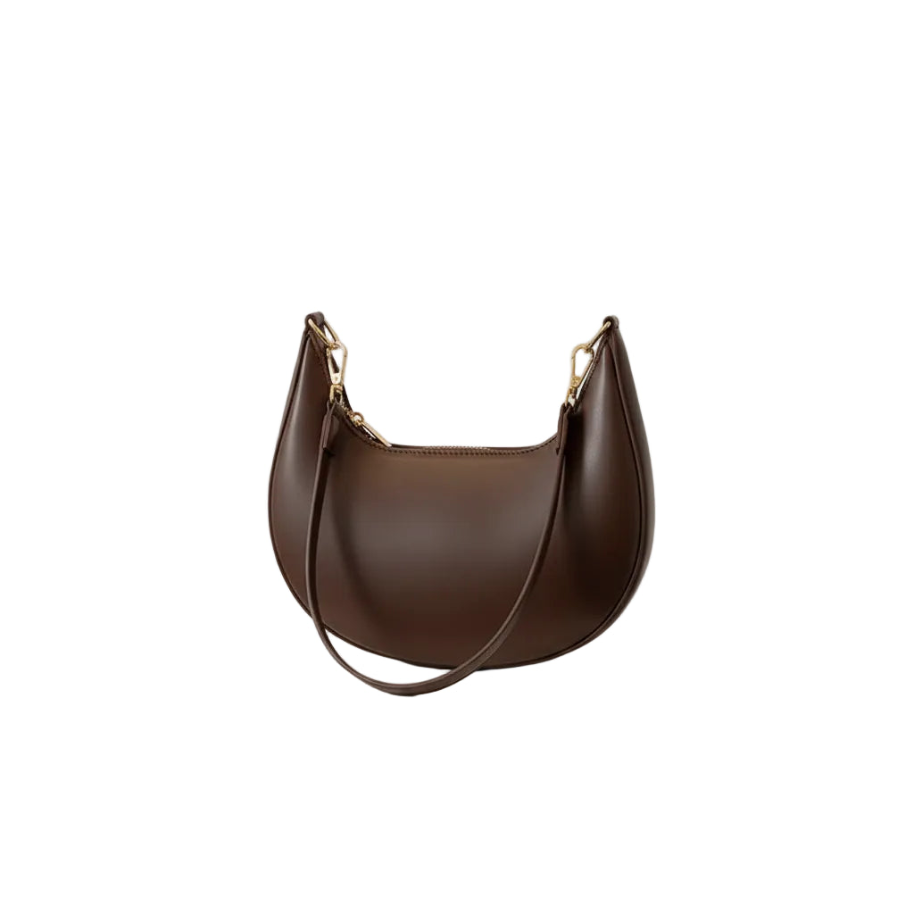 Sac à Bandoulière Femme Demi-Lune Vintage Marron Foncé – Élégance Intemporelle