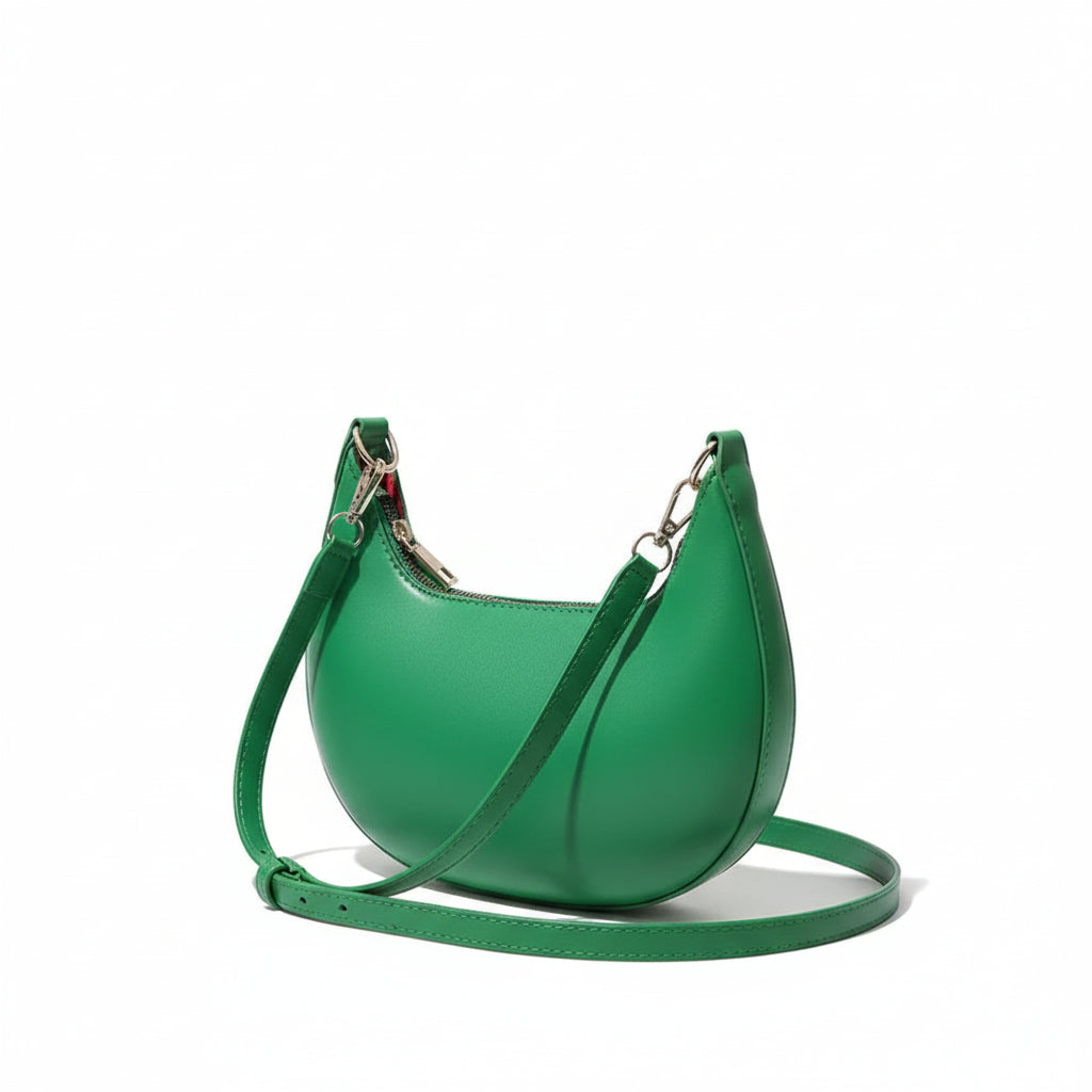 Sac à Bandoulière Femme Demi-Lune Vintage Vert – Élégance Intemporelle