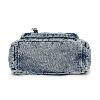 Sac Bandoulière Femme Denim Délavé Vintage, Multi-Poches Zippées derrière .