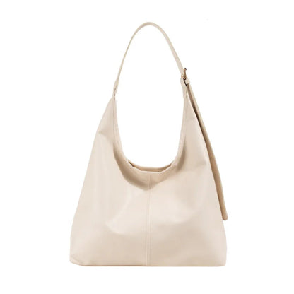 Sac à Bandoulière Femme Grande Capacité Beige Blanc  - Style Minimaliste en Cuir PU