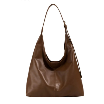 Sac à Bandoulière Femme Grande Capacité Marron Clair - Style Minimaliste en Cuir PU
