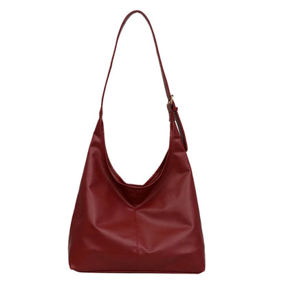 Sac à Bandoulière Femme Grande Capacité Rouge - Style Minimaliste en Cuir PU