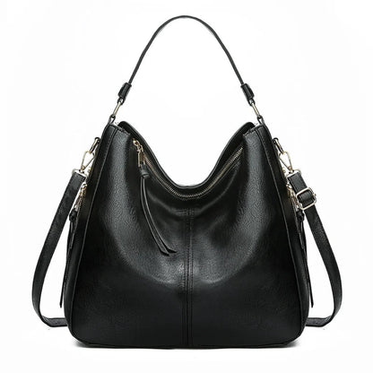 Sac à Bandoulière Femme Hobo Grande Capacité Noir – Cuir PU Vintage avec Bandoulière Ajustable