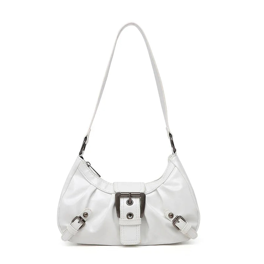 Sac à Bandoulière Femme Hobo Y2K Rétro Plissé Blanc – Cuir PU Vintage Chic