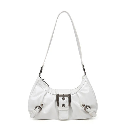 Sac à Bandoulière Femme Hobo Y2K Rétro Plissé Blanc – Cuir PU Vintage Chic