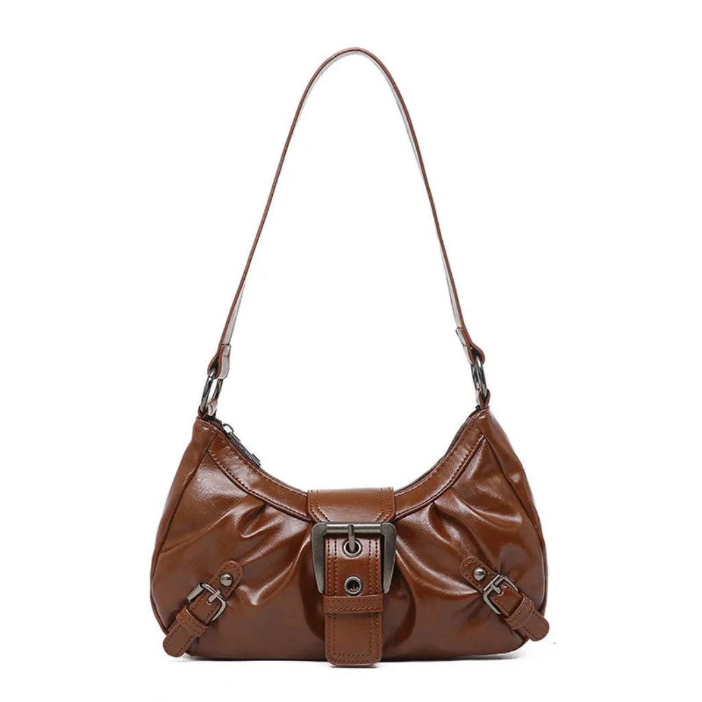 Sac à Bandoulière Femme Hobo Y2K Rétro Plissé Marron – Cuir PU Vintage Chic
