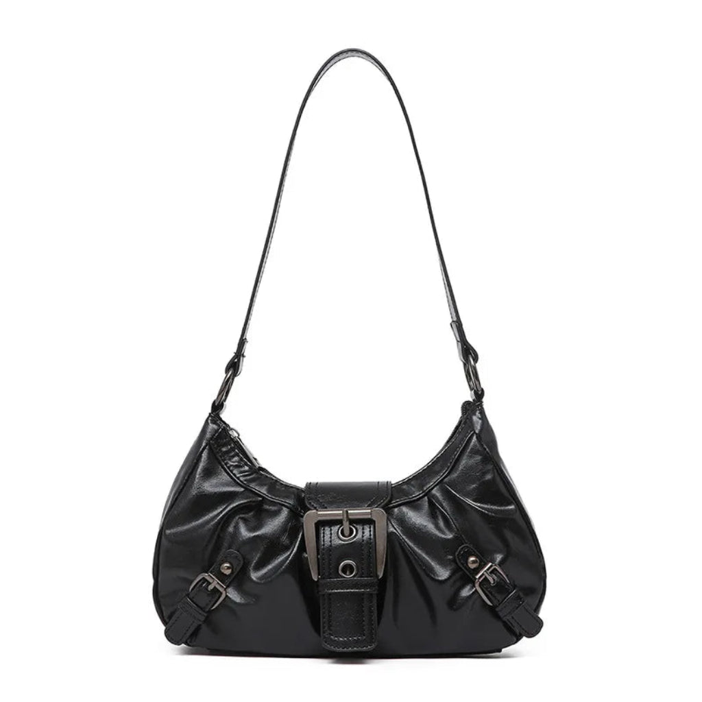 Sac à Bandoulière Femme Hobo Y2K Rétro Plissé Noir – Cuir PU Vintage Chic