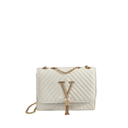 Sac à Bandoulière Femme Matelassé Blanc – Chaîne Dorée Élégante