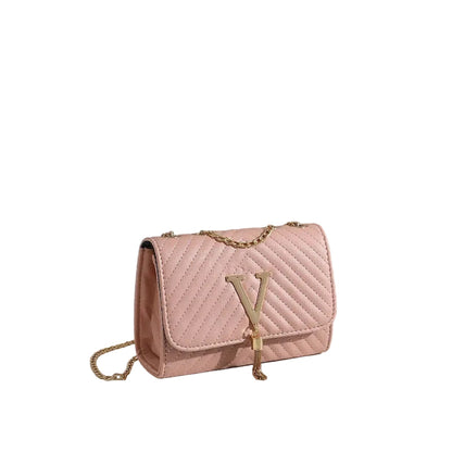 Sac à Bandoulière Femme Matelassé Rose – Chaîne Dorée Élégante