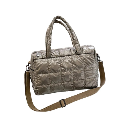 Sac à Bandoulière Femme Matelassé en Nylon Champagne – Grande Capacité, Style Quotidien