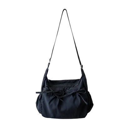 Sac à Bandoulière Femme Nylon Plissé Noir – Grande Capacité, Multiples Poches, Hobo Casual