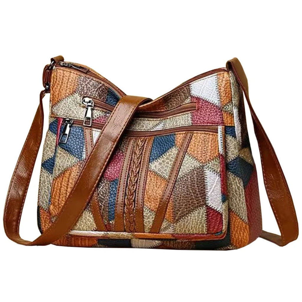 Sac à Bandoulière Femme Patchwork Géométrique – Organisateur Quotidien Bohème Chic