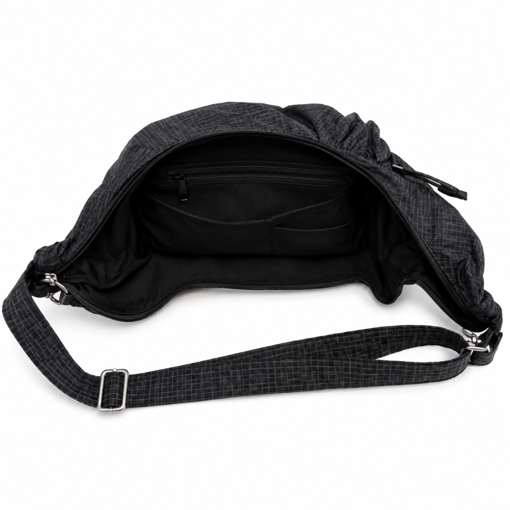 Sac à Bandoulière Femme Rétro à Carreaux - Hobo en Nylon Grande Capacité