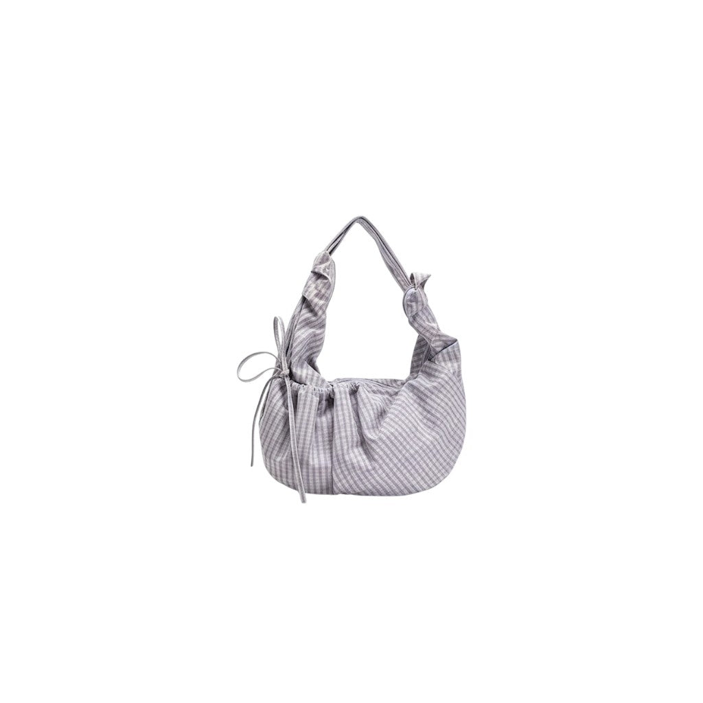 Sac à Bandoulière Femme Rétro à Carreaux Gris - Hobo en Nylon Grande Capacité