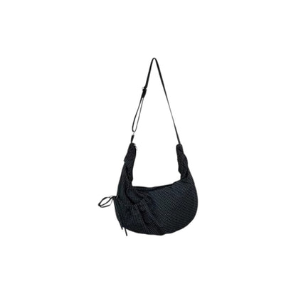 Sac à Bandoulière Femme Rétro à Carreaux Noir - Hobo en Nylon Grande Capacité