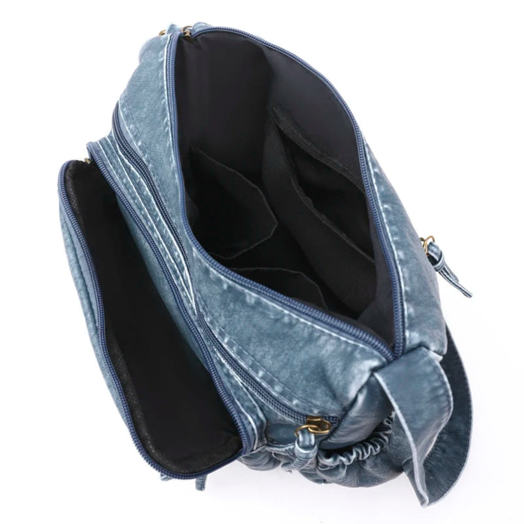 Sac à Bandoulière Femme Vintage PU Délavé  ouvert