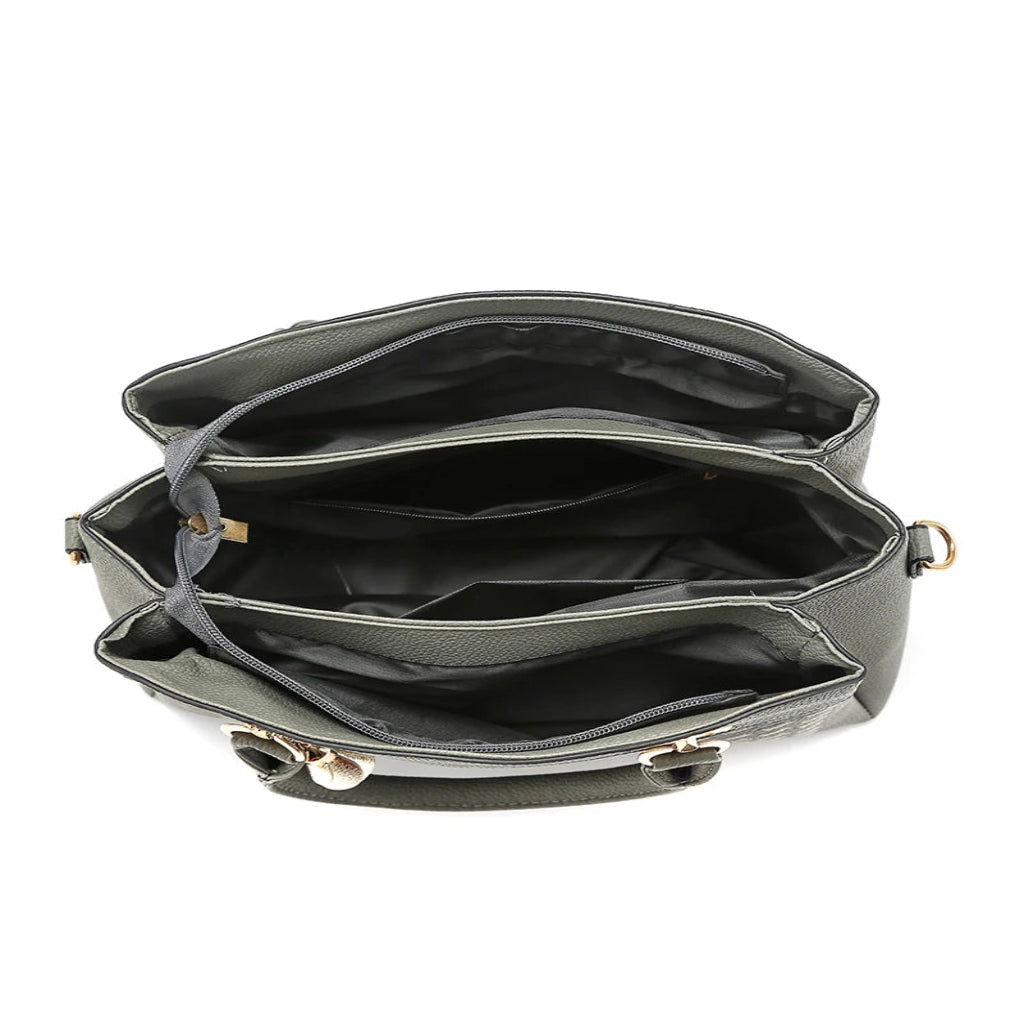 Sac à Bandoulière Femme en Cuir PU – Broderie Texturée & Pompons, Multi-poches