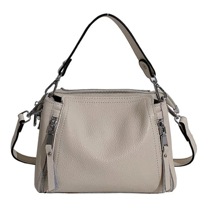 Sac à Bandoulière Femme en Cuir de Vache Véritable Beige – Sac Seau Élégant